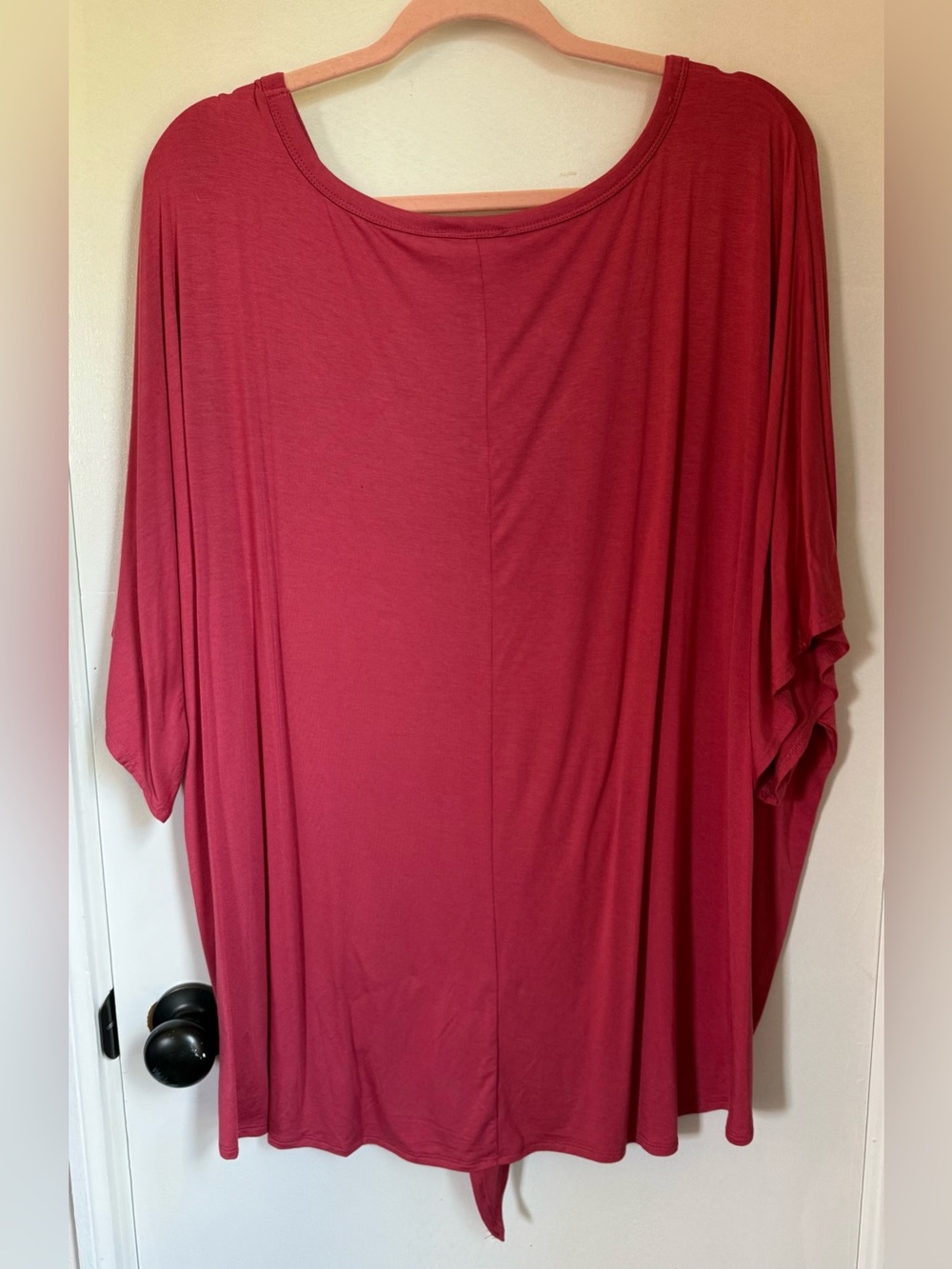 Zenana NWOT Tie-Front V-Neck Top - Color is Berry - Picture 2 of 4